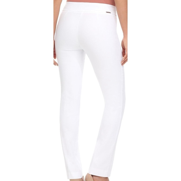 Rekucci White Pull-On Comfort Pants | Fall Stretch Twill Dress Slacks Short - Picture 3 of 7